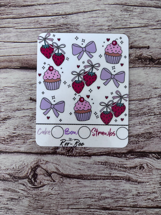Cake, bow, strawbs mini